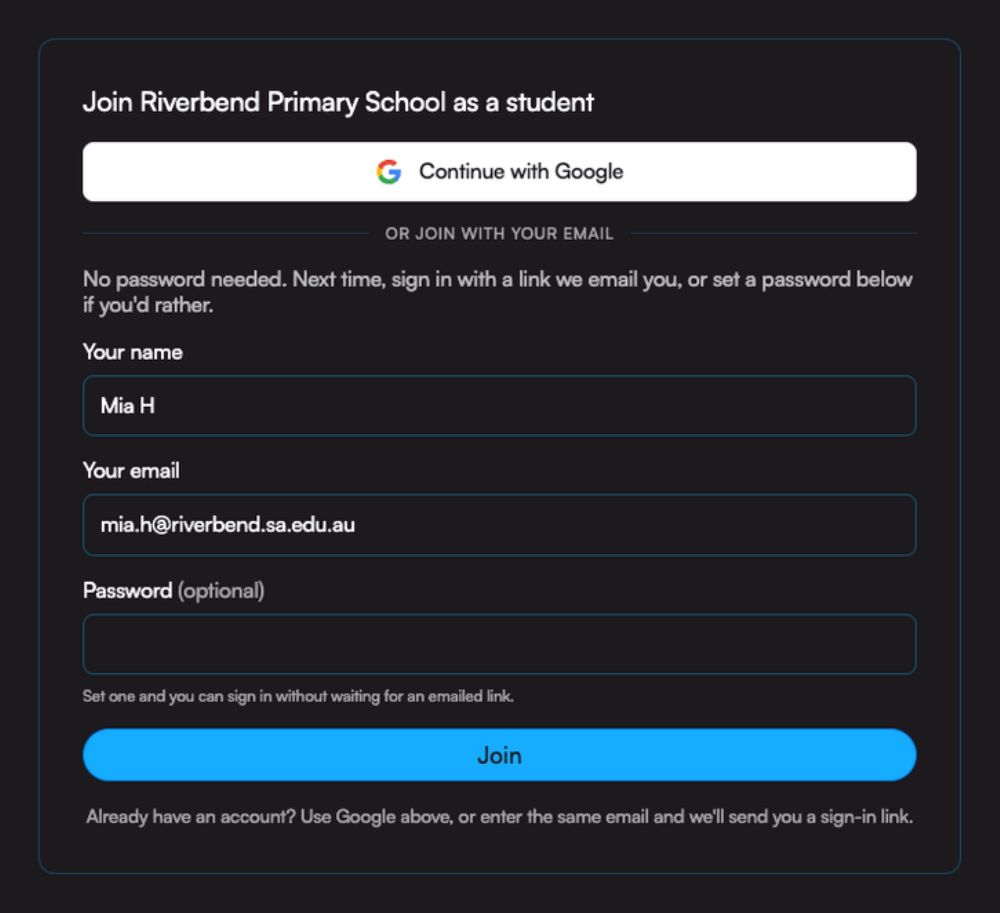 Process student join